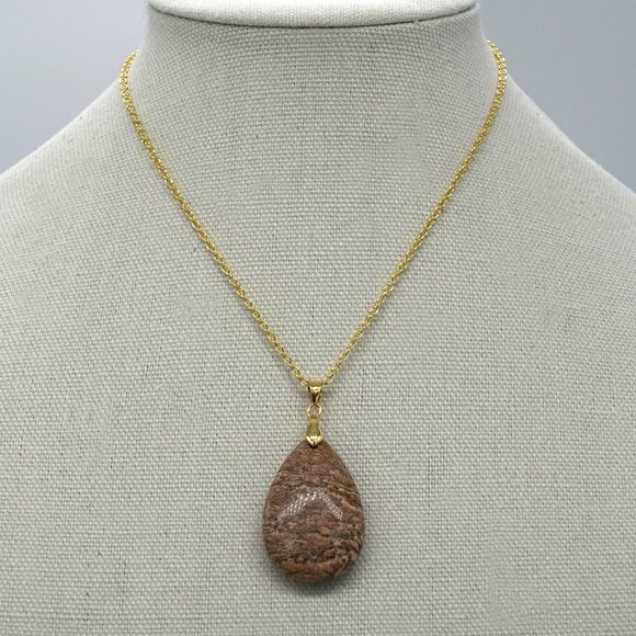 MyBeadEmporium Jewelry - Genuine Jasper with gold link chain.